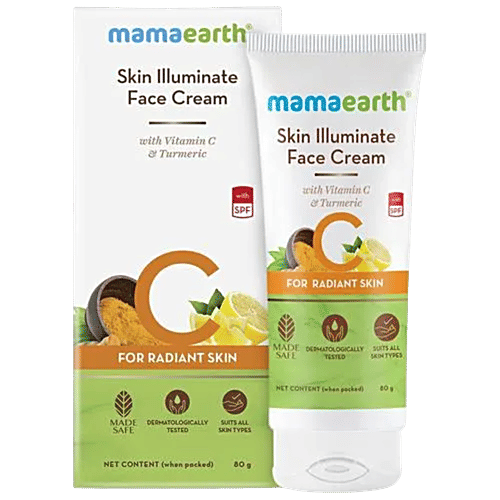 Mamaearth Skin Illuminate Face Cream - With Vitamin C & Turmeric, With SPF, For Radiant Skin, 80 g  