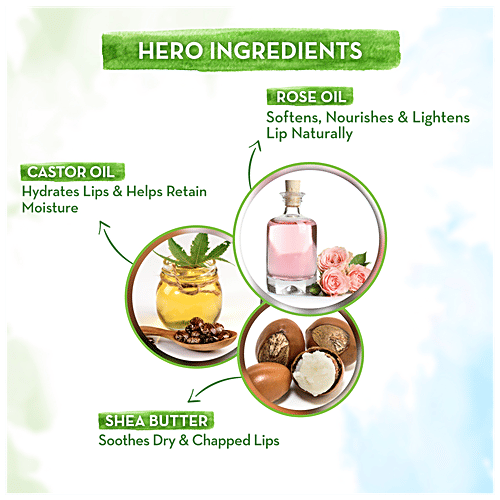 Mamaearth Tinted Lip Balm - 100% Natural, 12 Hours Moisturisation, Lightens Naturally, 2 g Rose 