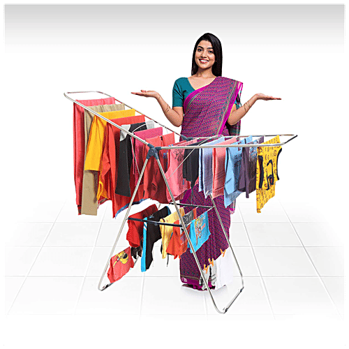 Gimi Terod Cloth Drying Stand - Butterfly Shape, Foldable, Non-Slip, Rust Proof, 1 pc  