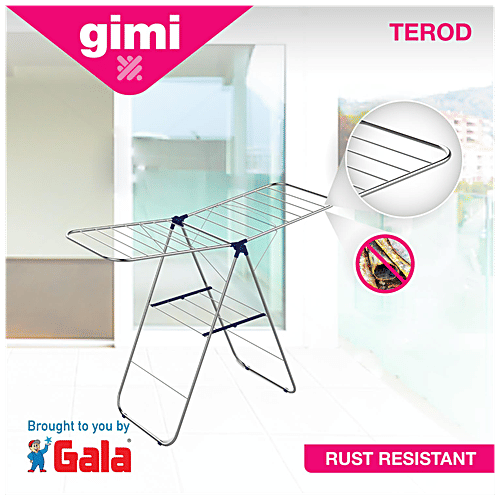 Gimi Terod Cloth Drying Stand - Butterfly Shape, Foldable, Non-Slip, Rust Proof, 1 pc  
