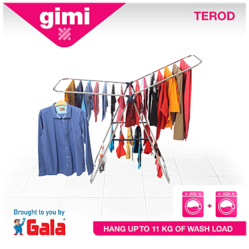 Gimi Terod Cloth Drying Stand - Butterfly Shape, Foldable, Non-Slip, Rust Proof, 1 pc  