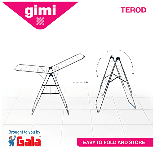 Gimi Terod Cloth Drying Stand - Butterfly Shape, Foldable, Non-Slip, Rust Proof, 1 pc  