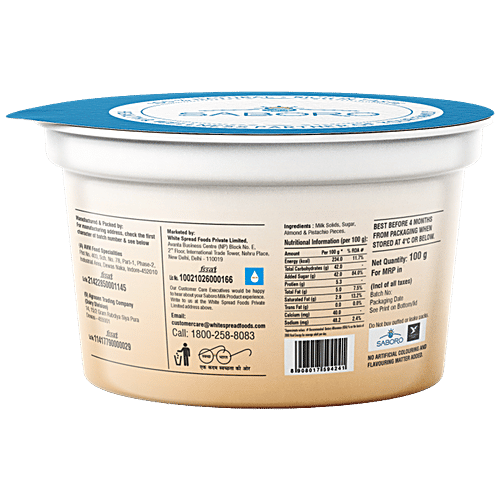 SABORO Shrikhand - Almond & Pista, Indian Yoghurt, 100 g  