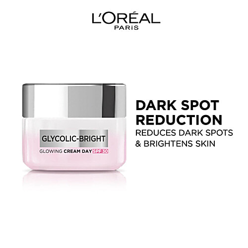 L'Oreal Paris Glycolic Bright Glowing Day Cream - SPF 17, For Dark Spot Reduction & Even Toned Skin, 15 ml