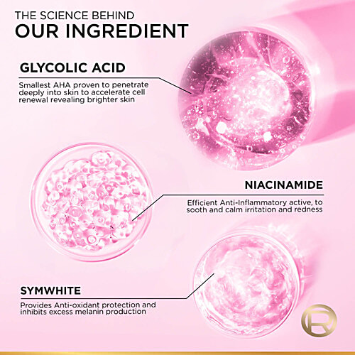 L'Oreal Paris Glycolic Bright Glowing Day Cream - SPF 17, For Dark Spot Reduction & Even Toned Skin, 15 ml