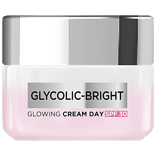 L'Oreal Paris Glycolic Bright Glowing Day Cream - SPF 17, For Dark Spot Reduction & Even Toned Skin, 15 ml