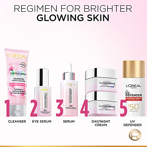 L'Oreal Paris Glycolic Bright Glowing Night Cream - For Dark Spot Removal & Glowing Skin, 50 ml  