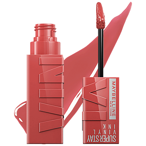 Maybelline New York Superstay Vinyl Ink Liquid Lipstick - High Shine, Long-Lasting, Smudge Proof, 4.2 ml Peachy 