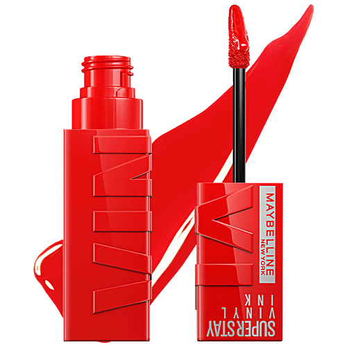 Maybelline New York Superstay Vinyl Ink Liquid Lipstick - High Shine, Long-Lasting, Smudge Proof, 4.2 ml Red Hot 