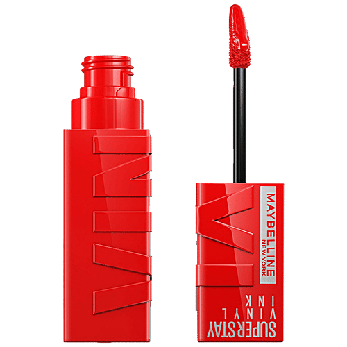 Maybelline New York Superstay Vinyl Ink Liquid Lipstick - High Shine, Long-Lasting, Smudge Proof, 4.2 ml Red Hot 