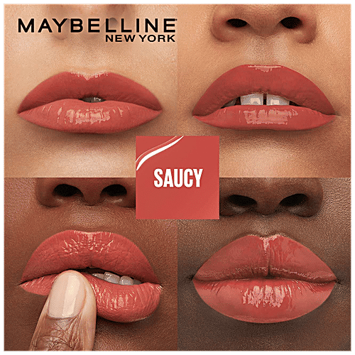 Maybelline New York Superstay Vinyl Ink Liquid Lipstick - High Shine, Long-Lasting, Smudge Proof, 4.2 ml Saucy 