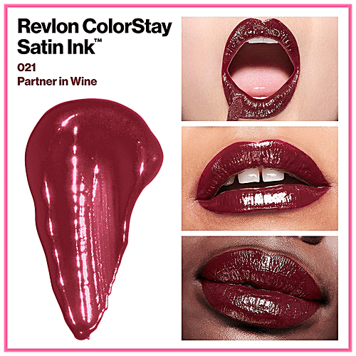 Revlon Colorstay Satin Ink Liquid Lipstick - Long Lasting, Pigmented, 5 ml Partner In Wine