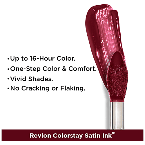Revlon Colorstay Satin Ink Liquid Lipstick - Long Lasting, Pigmented, 5 ml Partner In Wine