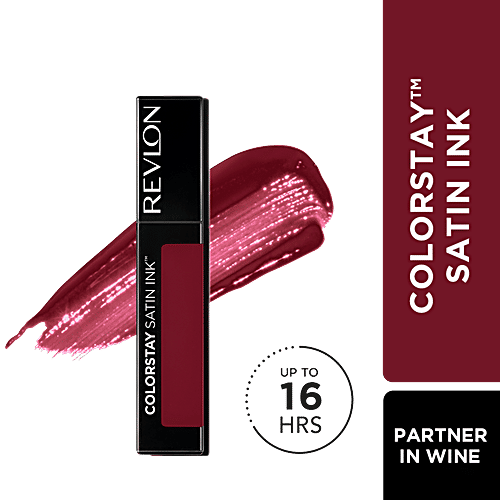 Revlon Colorstay Satin Ink Liquid Lipstick - Long Lasting, Pigmented, 5 ml Partner In Wine