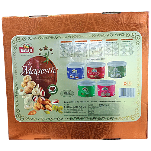 Balaji The Magestic 5 Star Dry Fruit Gift Pack - Rich In Vitamins & Proteins, 500 g  