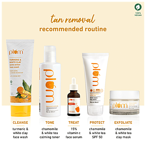 Plum Turmeric & White Clay Acne Action Face Wash - Fights Acne & Controls Excess Oil, 100 ml