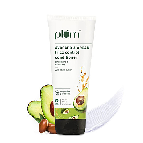 Plum Avocado & Argan Frizz Control Conditioner With Shea Butter, Smoothens & Nourishes Hair, 175 ml  