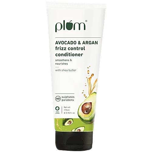 Plum Avocado & Argan Frizz Control Conditioner With Shea Butter, Smoothens & Nourishes Hair, 175 ml  