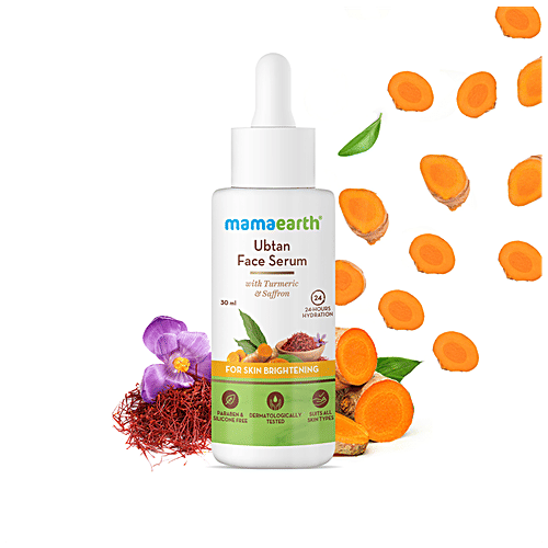 Mamaearth Ubtan Face Serum - With Turmeric & Saffron, For Skin Brightening, 24 Hours Hydration, 30 ml  