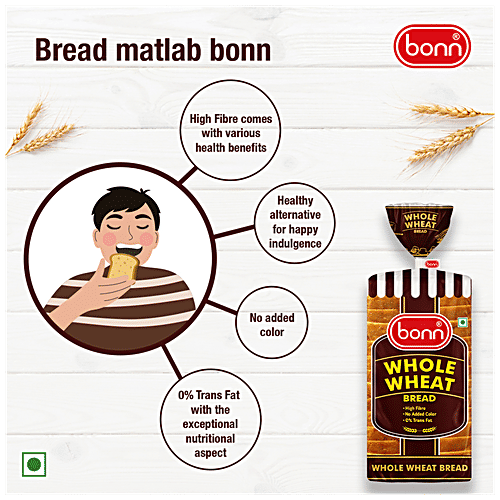 Bonn Bread Whole Wheat Bread - No Added Colour, Source Of Fibre, 400 g
