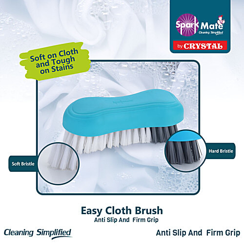 Sparkmate By Crystal Premium Cloth Brush, With Soft & Hard Bristles, 1 pc  