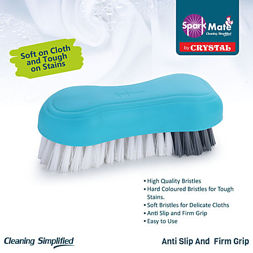 Sparkmate By Crystal Premium Cloth Brush, With Soft & Hard Bristles, 1 pc  
