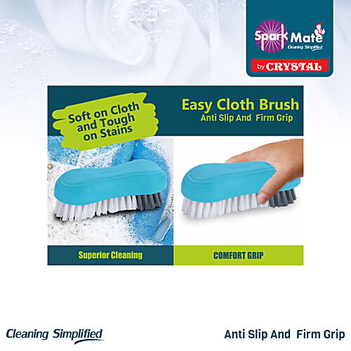 Sparkmate By Crystal Premium Cloth Brush, With Soft & Hard Bristles, 1 pc  