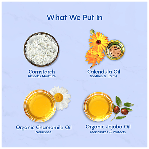 The Moms Co Natural Baby Powder - Corn Starch & Calendula, Soothes, Keeps Skin Dry, Talc-Free, 200 g  