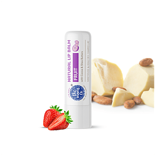 The Moms Co Natural Lip Balm - Cocoa & Shea Butter, Heals Dry, Chapped Lips, Fruit, 5 g  