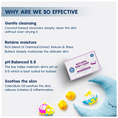 The Moms Co Natural Baby Soap - Shea Butter, Calendula & Oatmeal, pH 5.5, Cleans & Soothes Skin, 75 g  