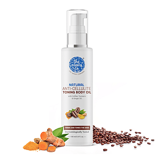 The Moms Co Natural Anti-Cellulite Toning Body Oil - Coffee, Turmeric & Ginger Oil, Tightens, Firms, Tones Skin, 100 ml  