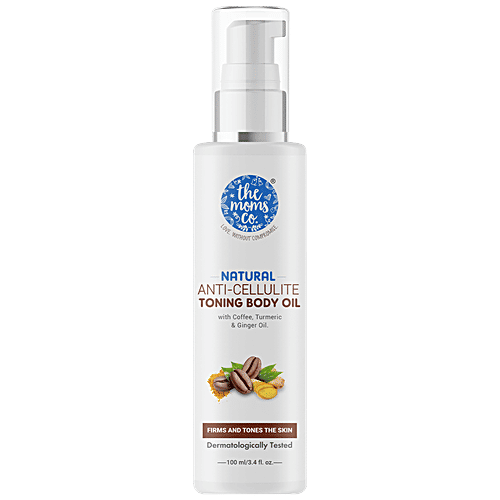 The Moms Co Natural Anti-Cellulite Toning Body Oil - Coffee, Turmeric & Ginger Oil, Tightens, Firms, Tones Skin, 100 ml  