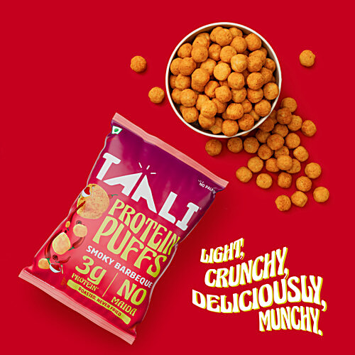 Taali Smoky Barbeque Protein Puffs, 22 g Pouch Roasted, Non-Fried, Gluten Free