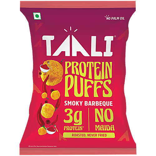 Taali Smoky Barbeque Protein Puffs, 22 g Pouch Roasted, Non-Fried, Gluten Free