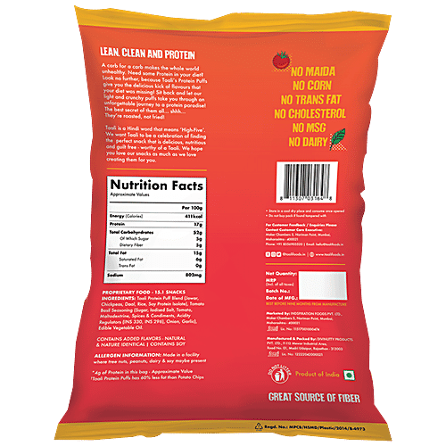 Taali Protein Puffs - Tomato Basil, Roasted, Non-Fried, Gluten Free, 25 g Pouch 
