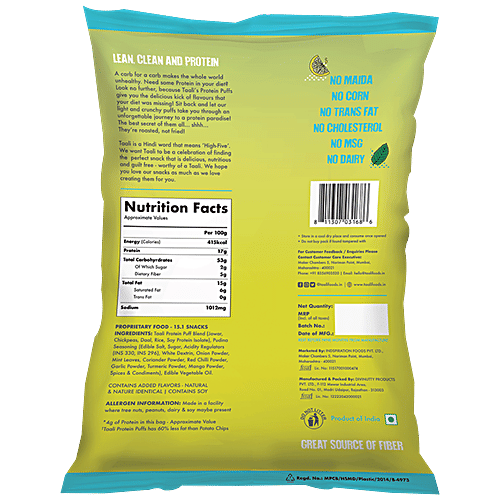 Taali Protein Puffs - Pudina Punch, Roasted, Non-Fried, Gluten Free, 25 g Pouch