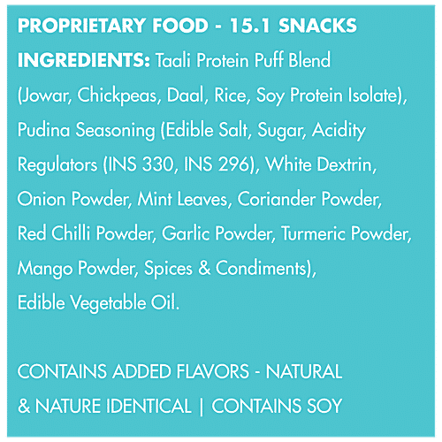 Taali Protein Puffs - Pudina Punch, Roasted, Non-Fried, Gluten Free, 25 g Pouch