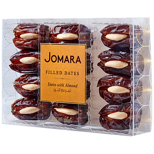 JOMARA Dates Filled Almond - Delicious Treat, Rich In Iron, 200 g Box