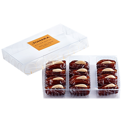 JOMARA Dates Filled Almond - Delicious Treat, Rich In Iron, 200 g Box