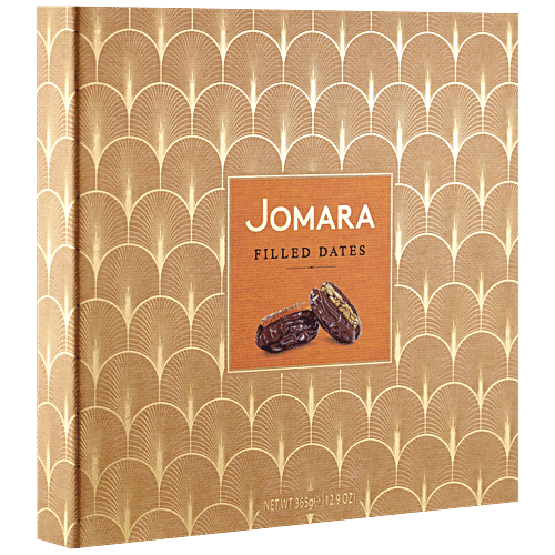 JOMARA Filled Dates - Assorted Flavours, Delicious Treat, Rich In Iron, 365 g Box 