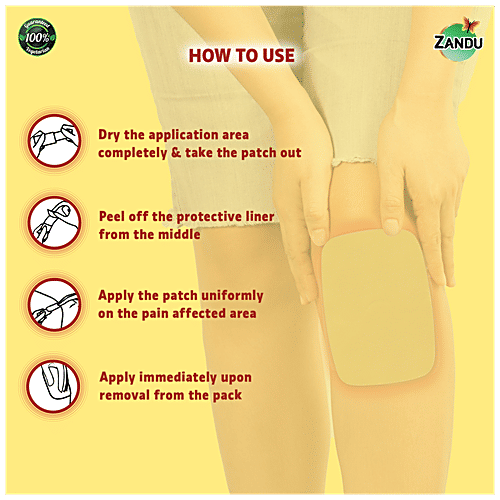 Zandu Knee Pain Relief Patch - Ayurvedic, For Pain & Stiffness, Lasts Up To 8 Hours, 5 pcs  