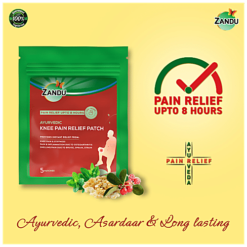 Zandu Knee Pain Relief Patch - Ayurvedic, For Pain & Stiffness, Lasts Up To 8 Hours, 5 pcs  