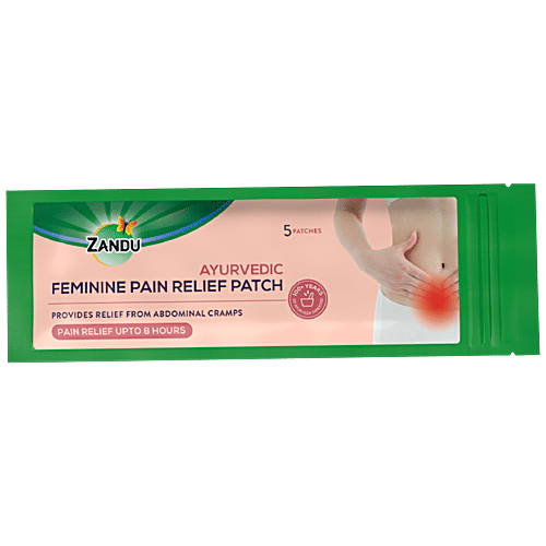 Zandu Feminine Pain Relief Patch - Ayurvedic, For Abdominal Cramps, Lasts Up To 8 Hours, 5 pcs
