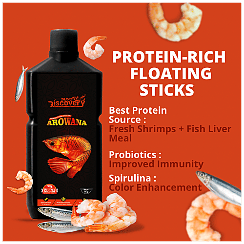 Taiyo Pluss Discovery Premium Floating Sticks Fish Food For Arowana - Protein Rich, 1 kg  