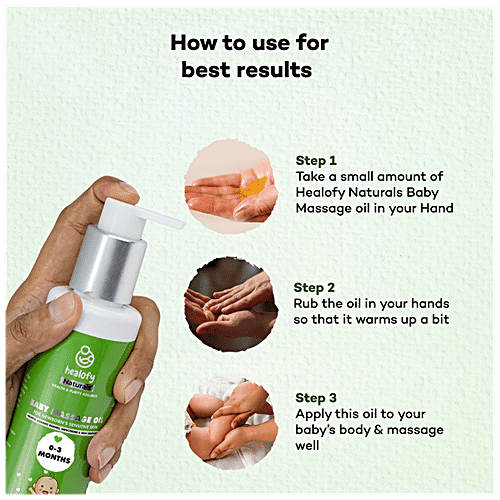 Healofy Naturals  Baby Massage Oil - Safe, No Parabens, For Sensitive Skin, 0-3 Months, 200 ml  