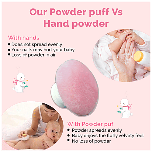 Healofy Feather Soft Powder Puff With Case - Skin-Friendly, For Newborns, Infants, Pink, 1 pc Box 