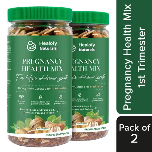 Healofy Naturals  Pregnancy Health Mix - Rich In Protein & Calcium, For Baby's Wholesome Growth, 1st Trimester, 200 g (Pack of 2) 