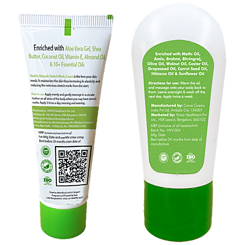 Healofy Naturals  Mini Mother Care Kit - Stretch Mark Cream, 30 g & Methi Hair Oil 30 ml, Paraben & Toxin Free, 2 pcs  