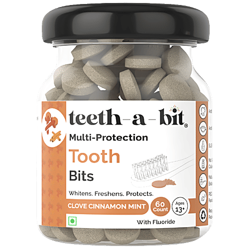 Teeth a Bit Multi-Protection Tooth Bits - With Fluoride, Clove Cinnamon Mint, For 13+ Years, 60 pcs Bottle 0