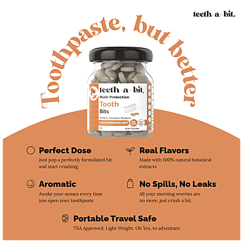 Teeth a Bit Multi-Protection Tooth Bits - With Fluoride, Clove Cinnamon Mint, For 13+ Years, 60 pcs Bottle 0